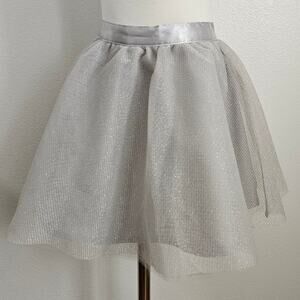 NWT JANIE AND JACK Toddler Silver Metallic Tulle Tutu Ballerina Flare Skirt 2T